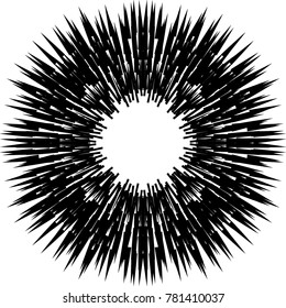 Radial speed Lines in Circle Form for comic books . fireworks Explosion background . Vector Illustration .Technology round Logo . Circular Design element . Abstract Geometric shape . Sunburst .