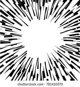 Radial speed Lines in Circle Form for comic books . fireworks Explosion background . Vector Illustration .Technology round Logo . Circular Design element . Abstract Geometric shape . Sunburst .