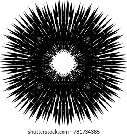 Radial speed Lines in Circle Form for comic books . Explosion background . Vector Illustration .Technology round Logo . Circular Design element . Abstract Geometric shape . Sunburst .