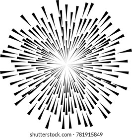 Radial speed Lines in Circle Form for comic books . Explosion background . Vector Illustration .Technology round Logo . Circular Design element . Abstract Geometric shape . Sunburst .