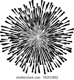 Radial speed Lines in Circle Form for comic books . Explosion background . Vector Illustration .Technology round Logo . Circular Design element . Abstract Geometric shape . Sunburst .