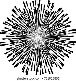 Radial speed Lines in Circle Form for comic books . Explosion background . Vector Illustration .Technology round Logo . Circular Design element . Abstract Geometric shape . Sunburst .