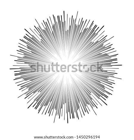 Radial speed Lines in Circle Form for comic books . fireworks Explosion background . Vector Illustration . Starburst
 round Logo . Circular Design element . Abstract Geometric star rays . Sunburst .
