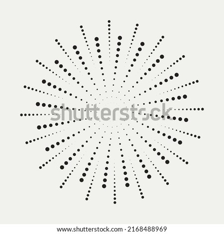 Radial speed lines in circle form for comic books. Fireworks explosion background. Vector illustration. Starburst round Logo. Circular design element. Abstract Geometric star rays.