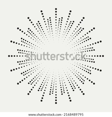 Radial speed lines in circle form for comic books. Fireworks explosion background. Vector illustration. Starburst round Logo. Circular design element. Abstract Geometric star rays.