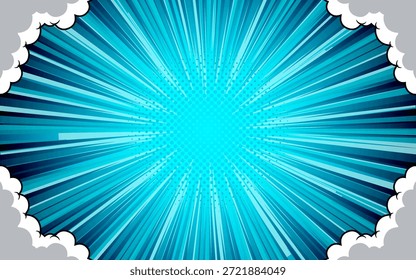 Líneas de velocidad radiales para cómics. Explosión de fondo. Ilustración vectorial.
