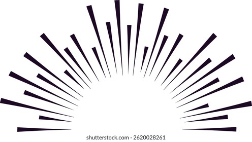 Radial speed lines converging from the edges of the image create a dynamic semicircle effect, featuring a vibrant white copy space at the center for impactful design