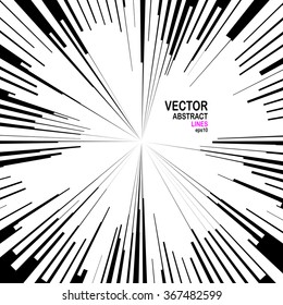 Radial Speed Lines. Graphic Explosion with Speed Lines. Comic Book Design Element. Vector Illustration