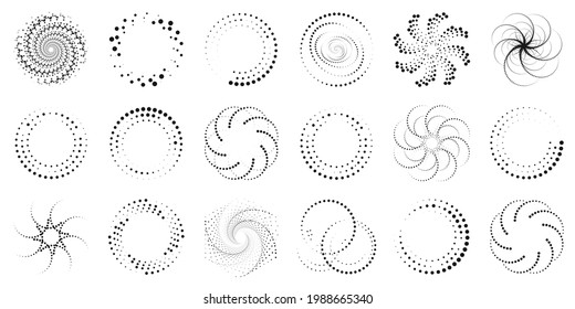 Radial Speed Lines Set Of Dark Dotted Curves Swirling Halftone Thin Thick Abstract Patterns Apply For Web Pages Prints Stamps Logos Games Downloads Poster Frame Icons Stylization Of Business Card Site