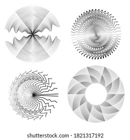 Líneas de velocidad radial en forma de espiral para historietas . fuegos artificiales Fondo de explosión . Ilustración vectorial. Starburst
 logotipo redondo. Elemento de diseño circular. Resumen Rayos de estrellas geométricas . Salto de sol.