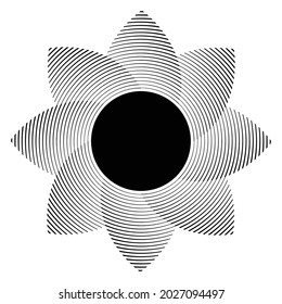 Radial speed Lines in Spiral Form for comic books . fireworks Explosion background . Vector Illustration . Sun round Logo . Circular Design element . Abstract Geometric star rays . Sunburst .
