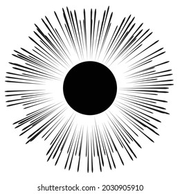 Radial speed Lines in Spiral Form for comic books . fireworks Explosion background . Vector Illustration . Sun round Logo . Circular Design element . Abstract Geometric star rays . Sunburst .