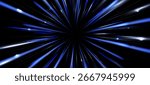 Radial speed rays, light neon flow, zoom in motion effect, blue glow speed lines, colorful light trails, perspective stripes Abstract background, vector illustration.