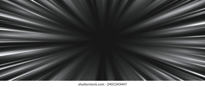 Radial speed rays, light neon flow, zoom in motion effect, silver glow speed lines, colorful light trails, perspective stripes Abstract background, vector illustration.