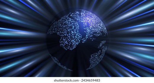Radial speed rays, light neon flow, zoom in motion effect, glow speed lines, colorful light trails, perspective stripes. Abstract background, vector illustration.