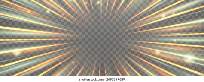 Radial speed rays, light neon flow, zoom in motion effect, green glow speed lines, colorful light trails, perspective stripes Abstract background, vector illustration.