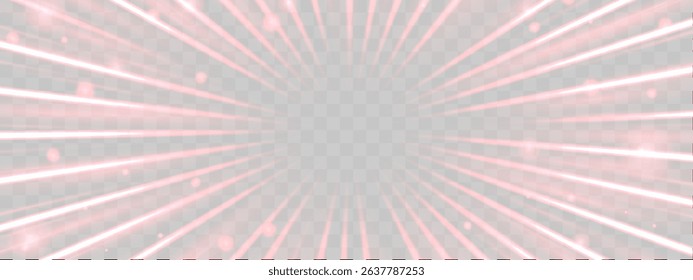 Radial speed rays, light neon flow, zoom in motion effect, red glow speed lines, colorful light trails, perspective stripes Abstract background, vector illustration.
