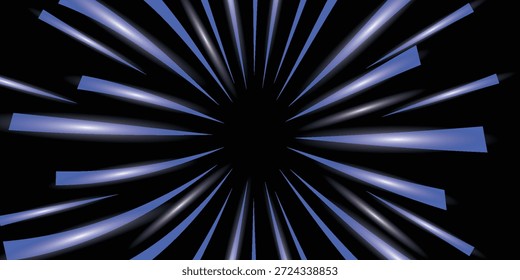 Radial speed rays, light neon flow, zoom in motion effect, blue glow speed lines, colorful light trails, perspective stripes Abstract background, vector illustration.