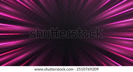 Radial speed rays, light neon flow, zoom in motion effect, pink glow speed lines, colorful light trails, perspective stripes Abstract background, vector illustration.