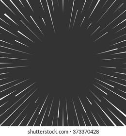 Radial speed thin lines Graphic. Explosion with Speed Lines. Comic Book page Design Element on dark. Vector Illustration template for your design