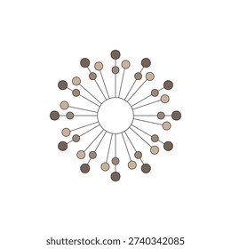 Radial spheres element. Circular abstract shape. Vector color emblem. Modern decor pattern. EPS 10.