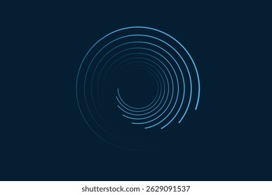 Radiaal draaiend spiraalpatroon. Circulaire snelheidslijnen vormen een verzameling. Roterende cirkel geluidsgolf concepten. Abstracte zonnestraal en straal ontwerpelement voor pictogram, badge, logo, tag, label. vector