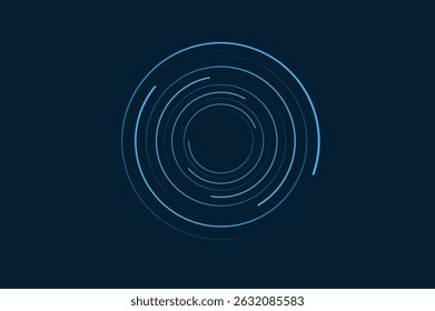 Radial spinning spiral pattern. Circular speed lines form collection. Rotating circle sound wave concepts. Abstract sunburst ray and beam design element for icon, badge, logo, tag, label. Vector