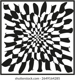 Radial spiral icon. Black white vortex. Optical burst Vector. Hypnotic pattern swirl.
