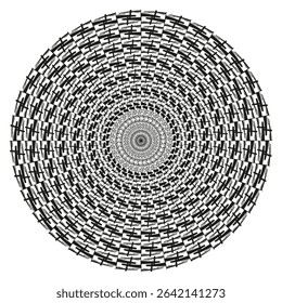 Radial spiral pattern. Concentric circle design. Hypnotic optical illusion. Vector geometric element.
