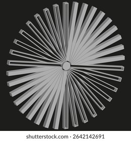 Radial spoke icon. Metallic gray wheel. Circular gradient rotor. Vector motion shape.
