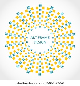 Radial squares in circle form. Fireworks explosion background. Circular design element. Abstract geometric star rays. Design element for medical, treatment, cosmetic emblem