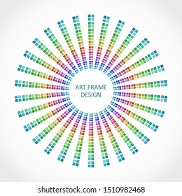 Radial squares in circle form. Fireworks explosion background. Circular design element. Abstract geometric star rays. Design element for medical, treatment, cosmetic emblem