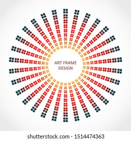 Radial squares in circle form. Fireworks explosion background. Circular design element. Abstract geometric star rays. Design element for medical, treatment, cosmetic emblem