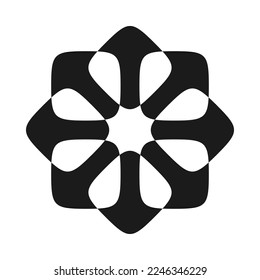 Radial squircle shapes, negative space icon. A group of diagonal square symbols. Isolated on a white background.