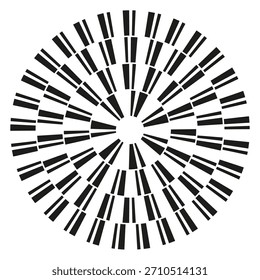 Radial stripe pattern. Dynamic sunburst effect. Geometric Vector design. Abstract explosion graphic. EPS 10.