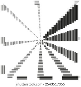 Radial stripe pattern. Geometric striped icon. Black and white line design. Symmetric graphic element.
