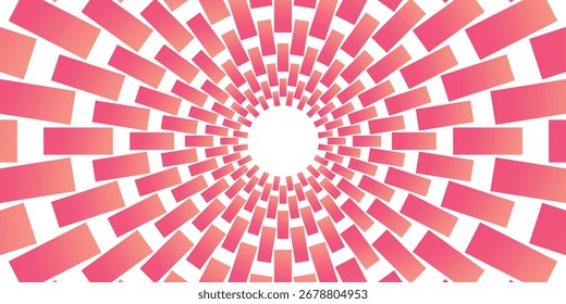 Fondo de patrón sin fisuras de rayas radiales. Melocotón rosa sobre Anuncio de color blanco