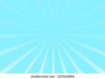 Radial stripes background. Trendy blue and white striped background. Soft backdrop with gradient for wallpaper, cover and banner template. Light line, abstract ray burst. Vector illustration art