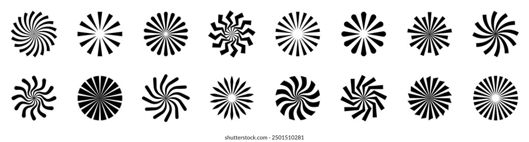 Radial stripes set. Sunburst radial stripes.