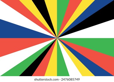 radial stripes in shape of Soccer championship Summer Football 2024 colors. Abstract starburst rays soccer competition 2024 background. vector illustration