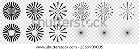 Radial stripes or Sunburst element. Circular stars. Vector illustration isolated on transparent background