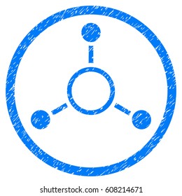 Radial Structure grainy textured icon inside circle for overlay watermark stamps. Flat symbol with dust texture.