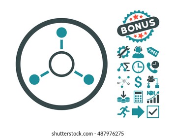Radial Structure icon with bonus pictures. Vector illustration style is flat iconic bicolor symbols, soft blue colors, white background.