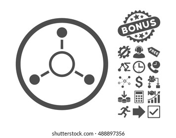 Radial Structure pictograph with bonus images. Vector illustration style is flat iconic symbols, gray color, white background.
