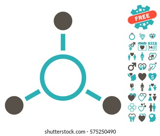 Radial Structure pictograph with bonus lovely pictures. Vector illustration style is flat rounded iconic grey and cyan symbols on white background.