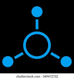 Radial Structure vector icon. Style is flat symbol, blue color, rounded angles, black background.