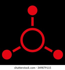 Radial Structure vector icon. Style is flat symbol, red color, rounded angles, black background.
