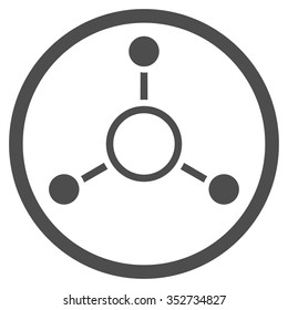 Radial Structure vector icon. Style is flat circled symbol, gray color, rounded angles, white background.