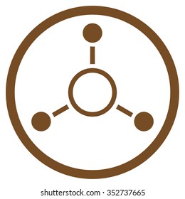 Radial Structure vector icon. Style is flat circled symbol, brown color, rounded angles, white background.