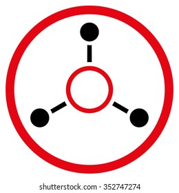 Radial Structure vector icon. Style is bicolor flat circled symbol, intensive red and black colors, rounded angles, white background.